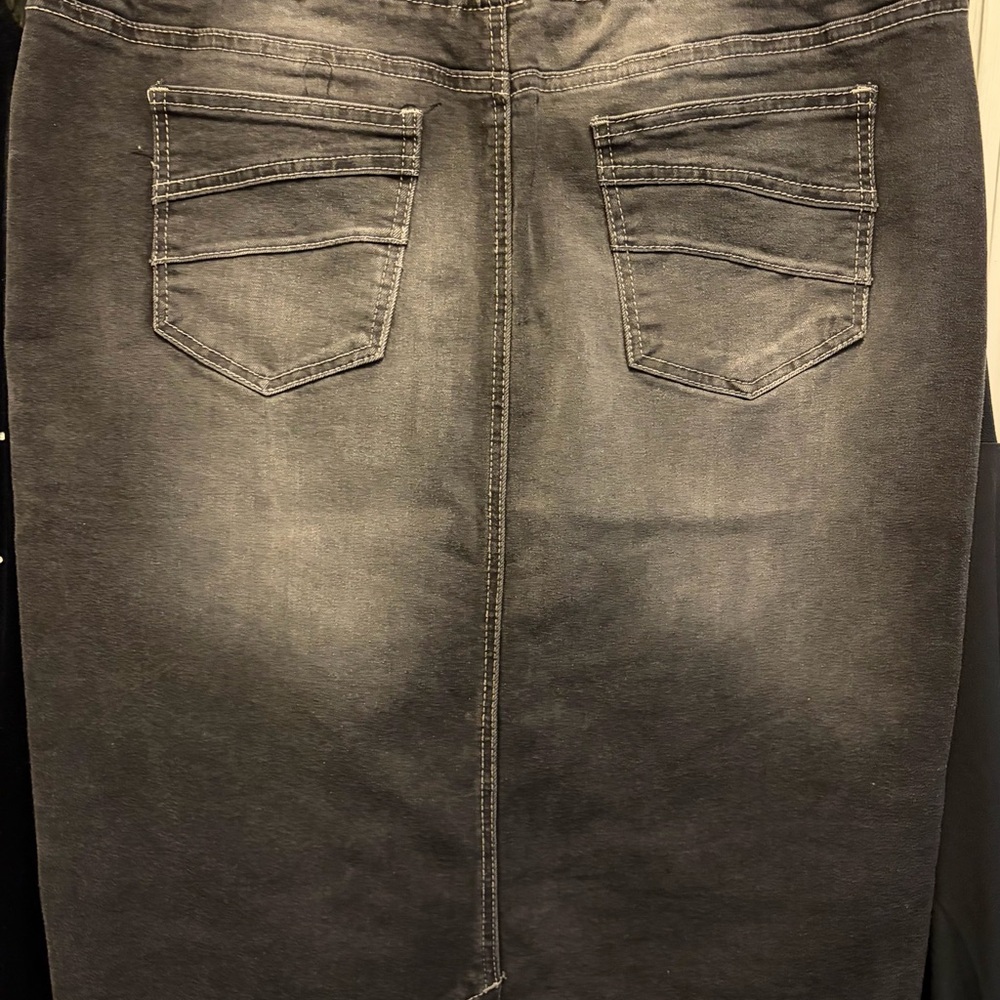 Women's Be Girl Black Distressed Denim Pencil Skirt